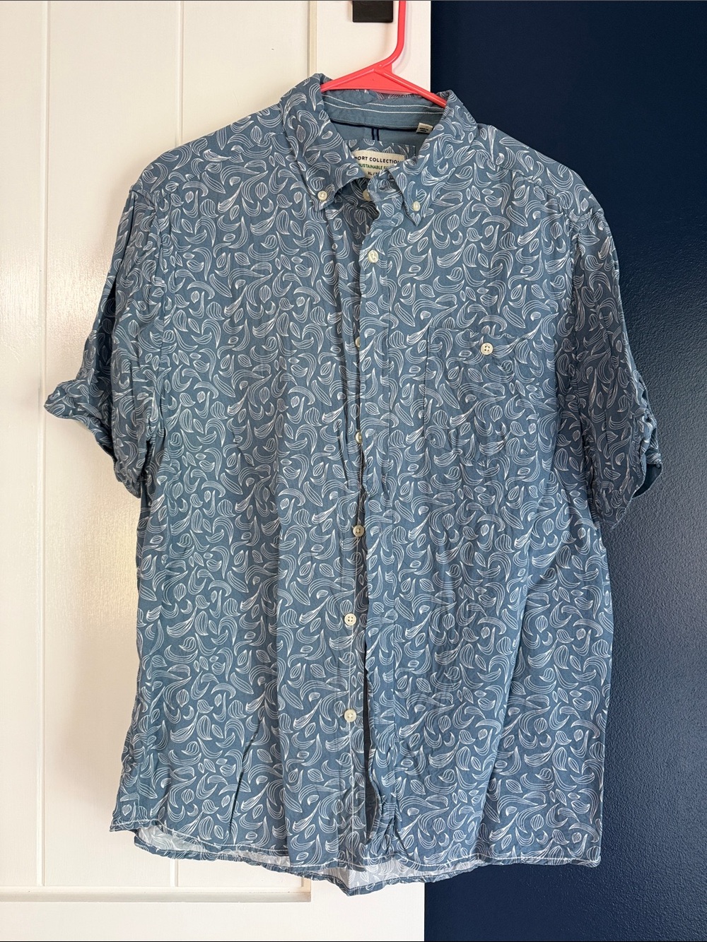 Report Collection Blue Paisley Short-Sleeve Button-Down Shirt